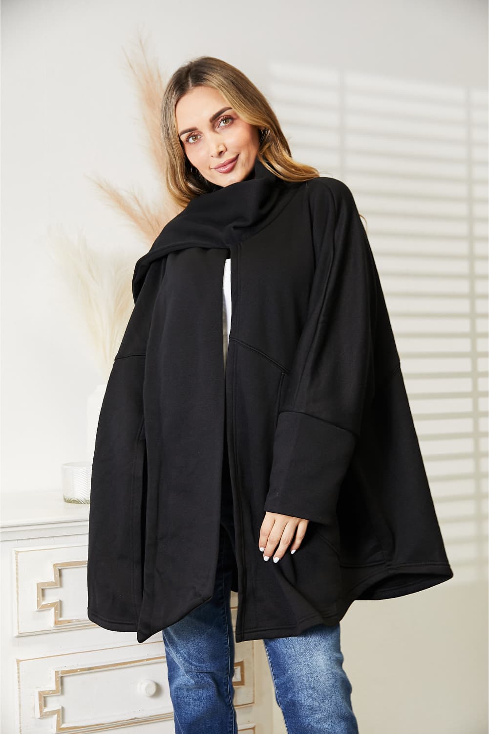 Open Front Cardigan with Scarf