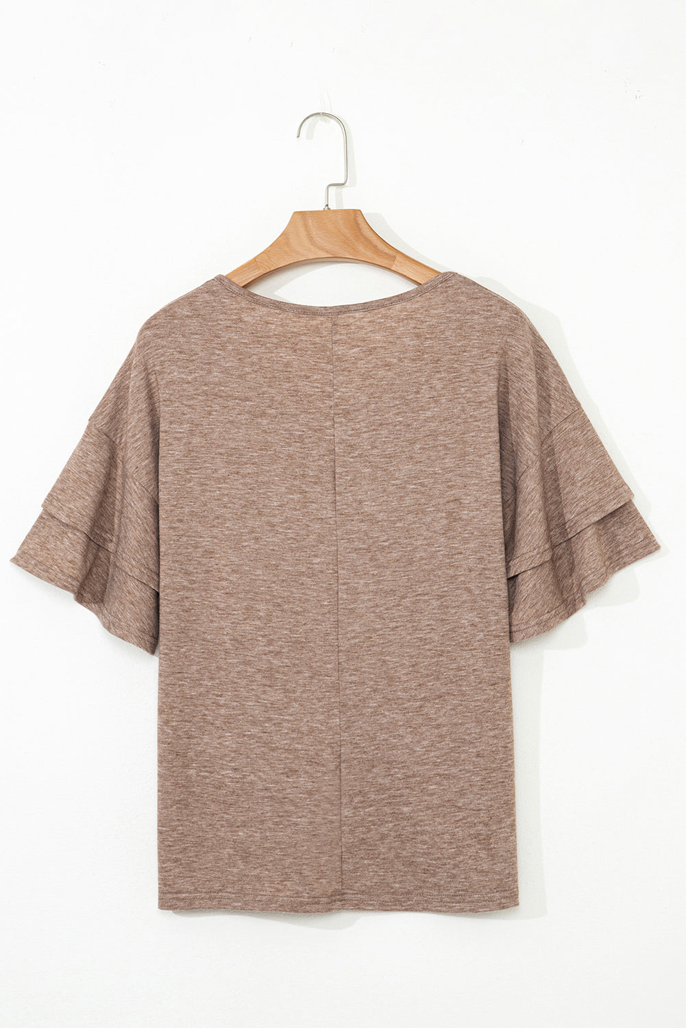 Dune Solid Color V Neck Double Layer Sleeve Loose T-Shirt