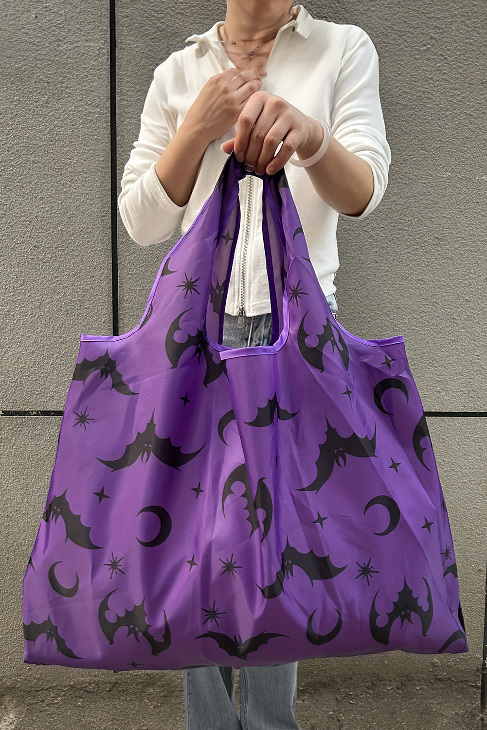 Black Goth Halloween Pumpkin Large Capacity Foldable Tote Bag