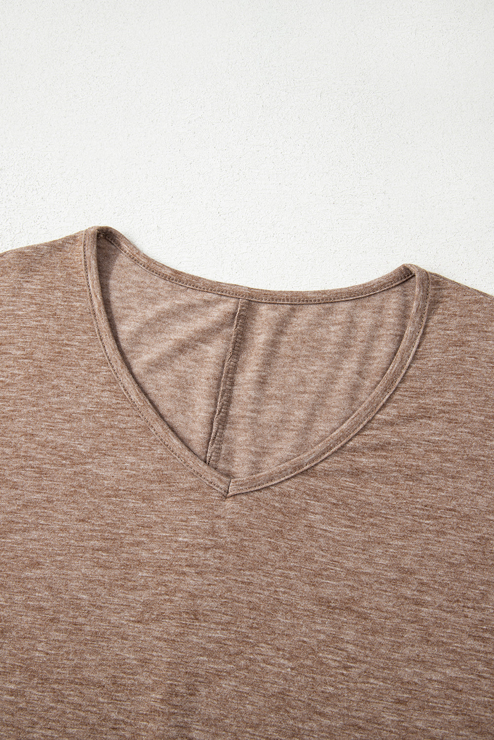 Dune Solid Color V Neck Double Layer Sleeve Loose T-Shirt