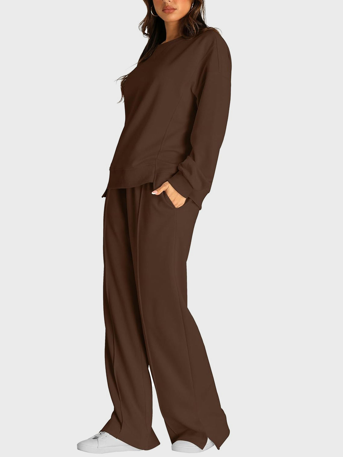 2 Piece Fleece Slit Pants Set