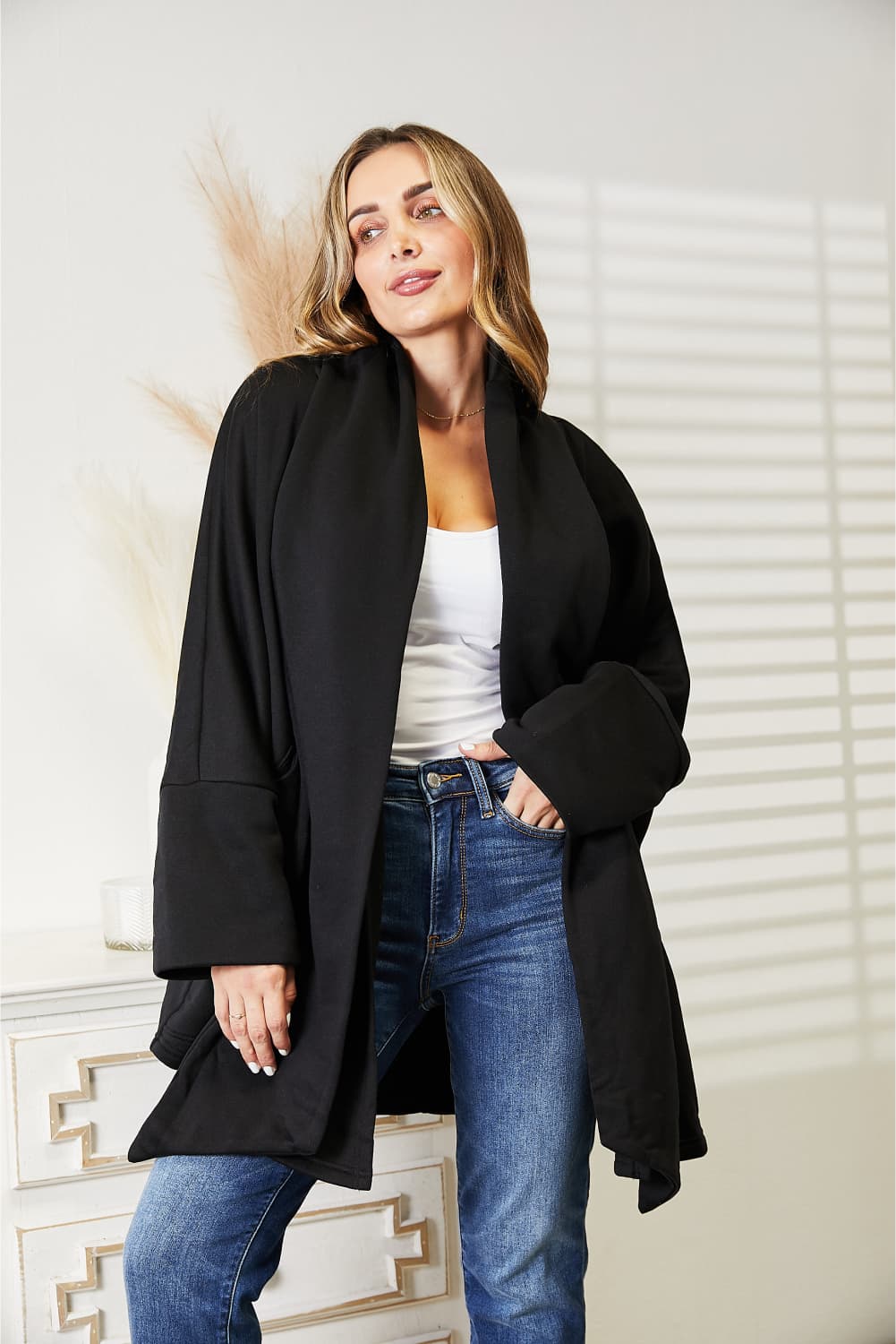 Open Front Cardigan with Scarf