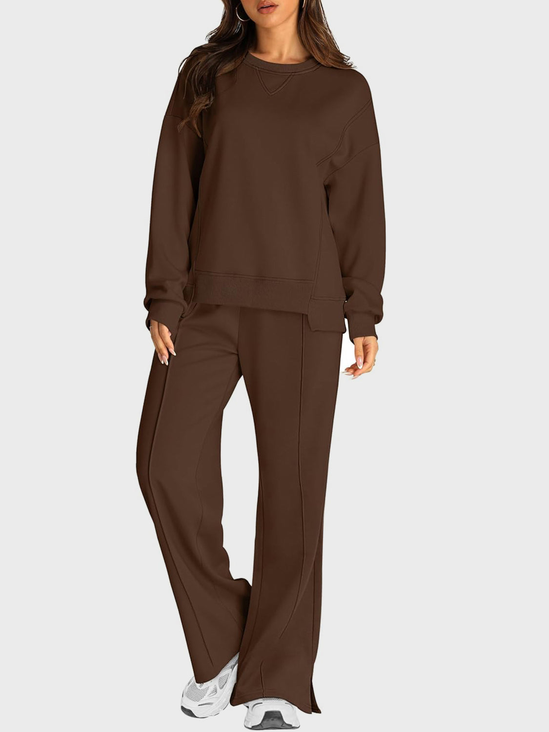 2 Piece Fleece Slit Pants Set