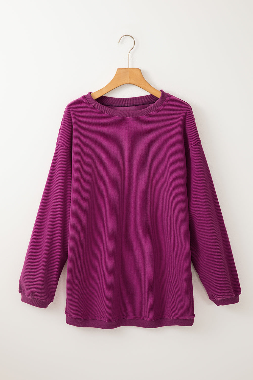 Drop Sleeve Crinkle Rib Oversized Sweatshirt