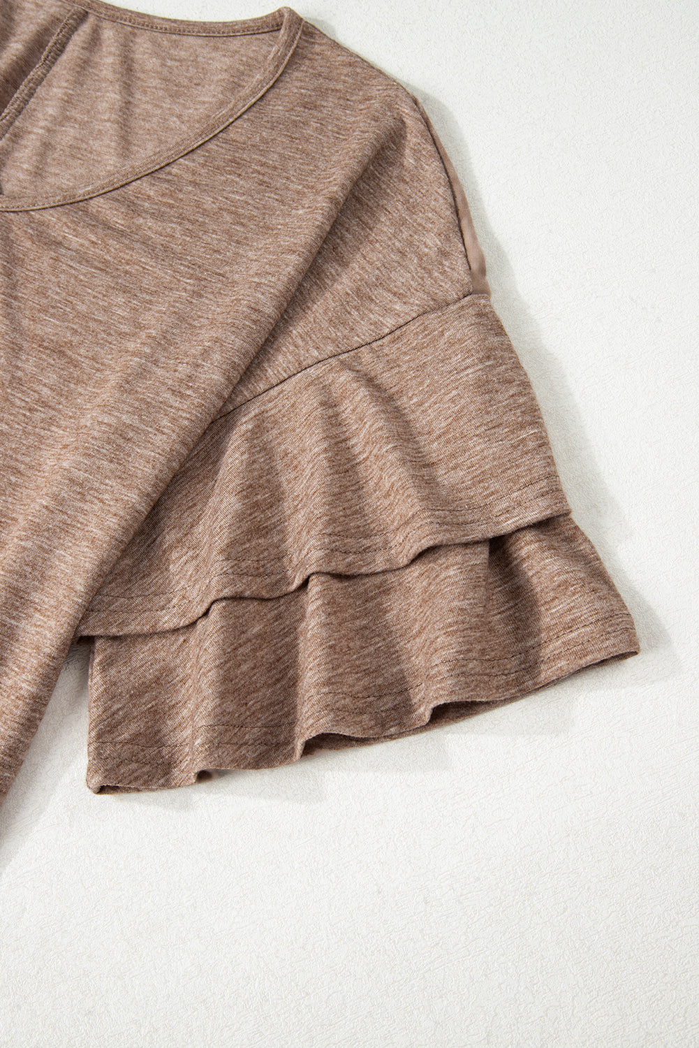 Dune Solid Color V Neck Double Layer Sleeve Loose T-Shirt