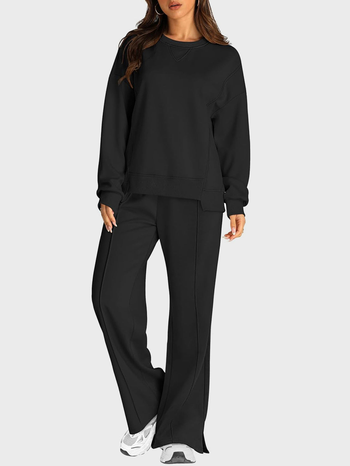 2 Piece Fleece Slit Pants Set