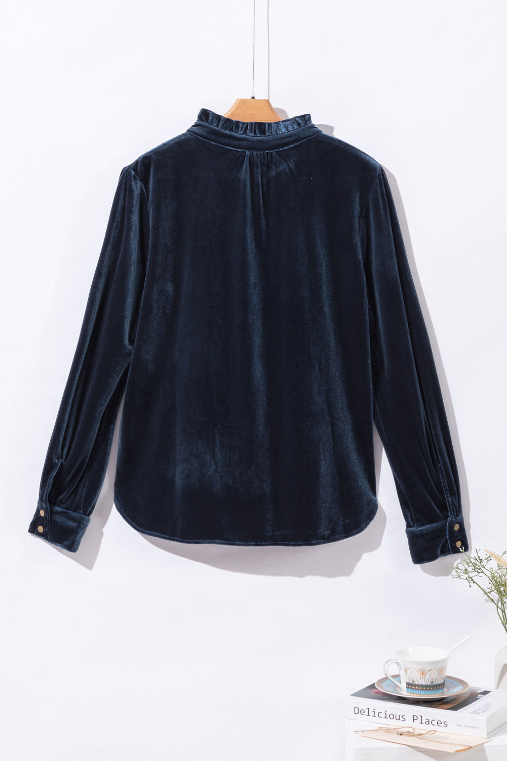 Frilly Neck Velvet Top
