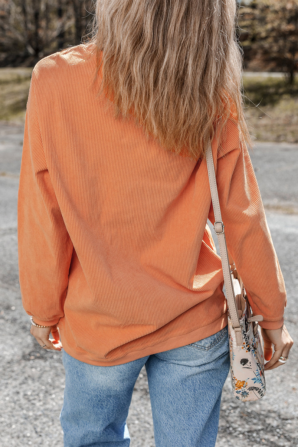 Crinkle Ribbed Halloween Sequin Pumpkin Graphic Sweatshirt