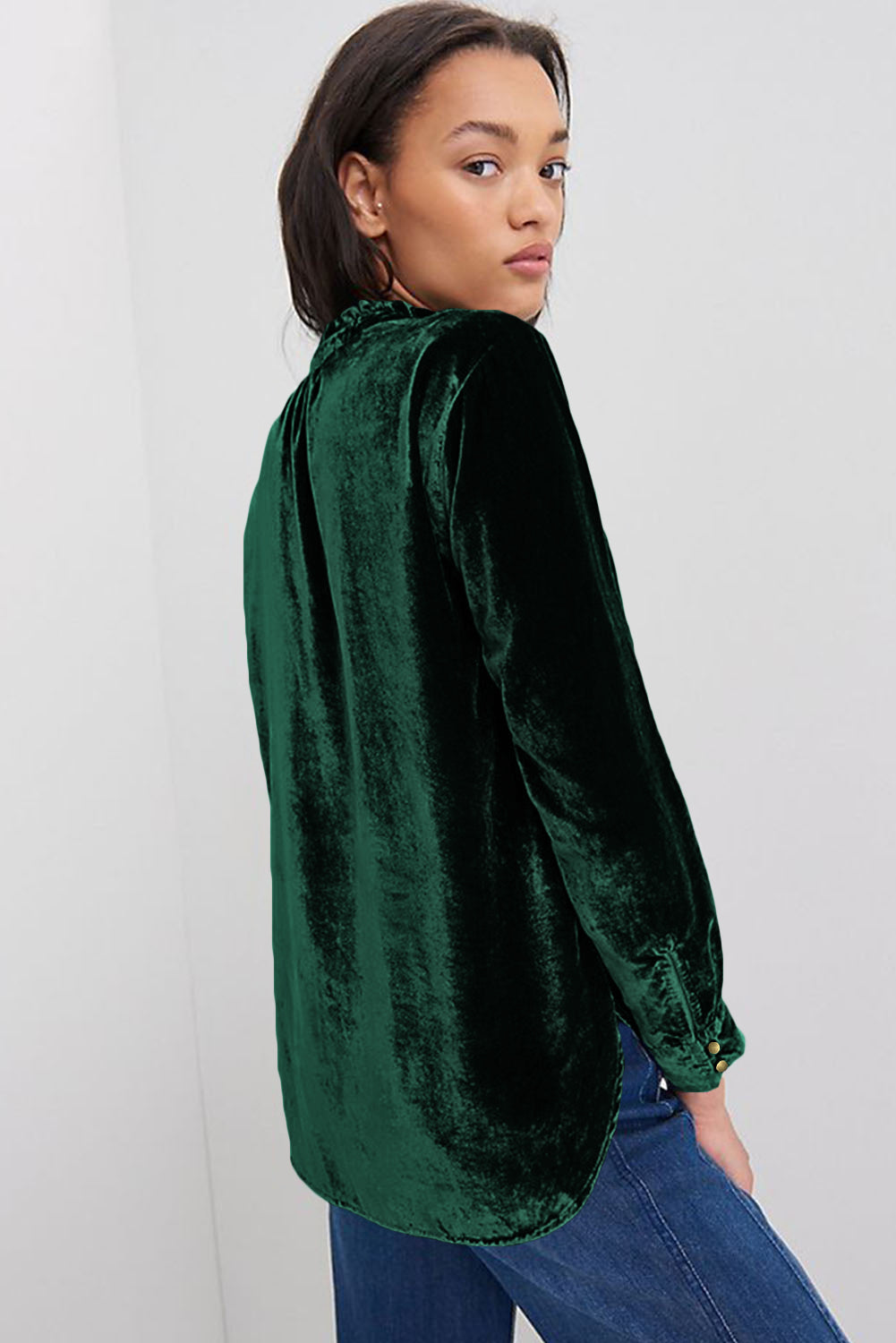Frilly Neck Velvet Top