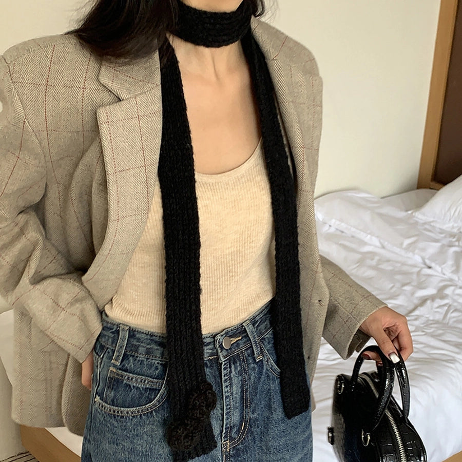 Thin Ribbed Flower Scarf