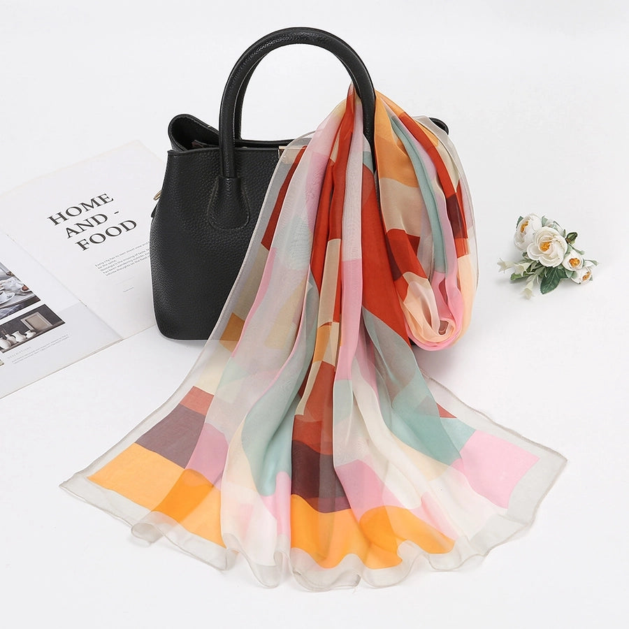 Color Block Print Oblong Scarf