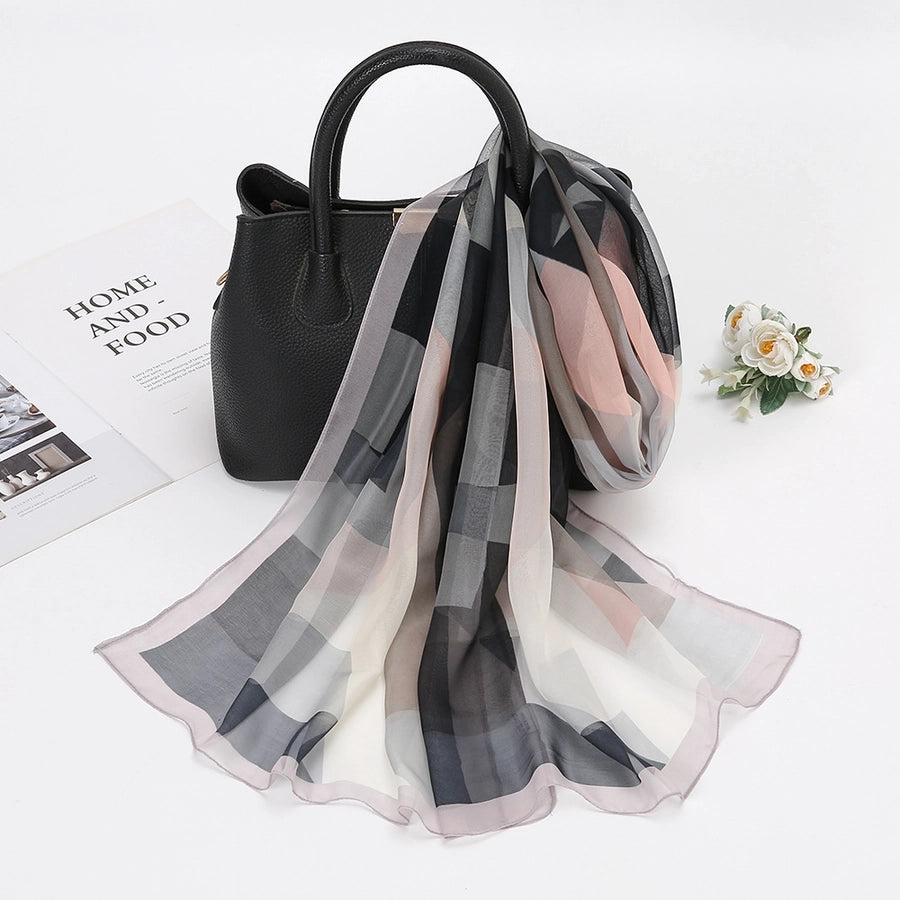 Color Block Print Oblong Scarf