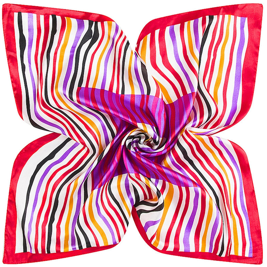 Silky Striped Square Scarf