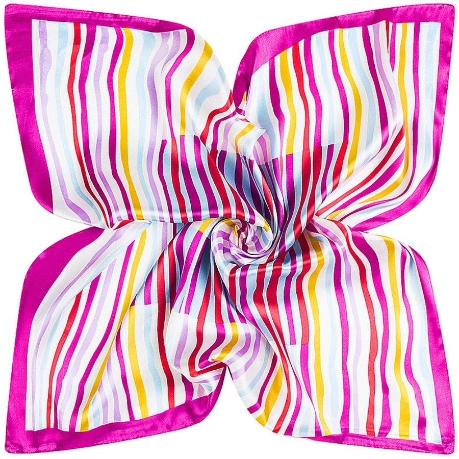 Silky Striped Square Scarf