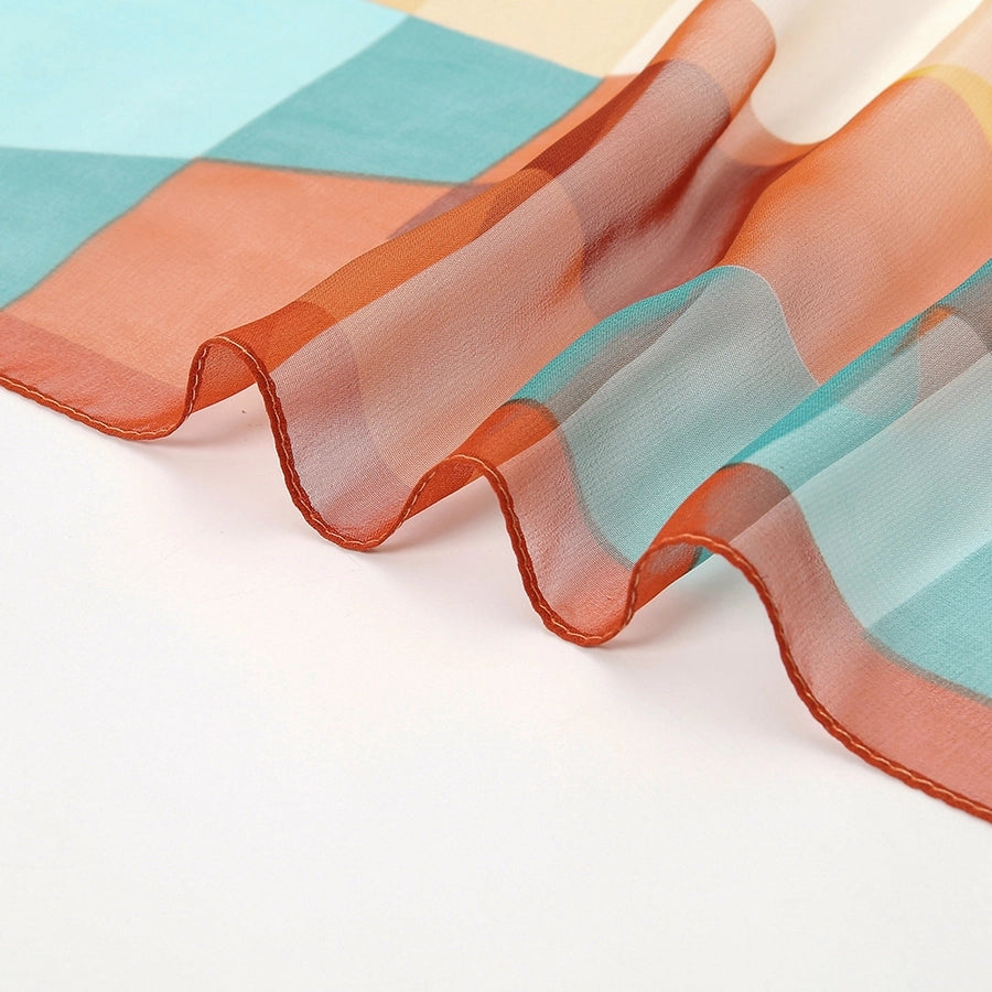 Color Block Print Oblong Scarf