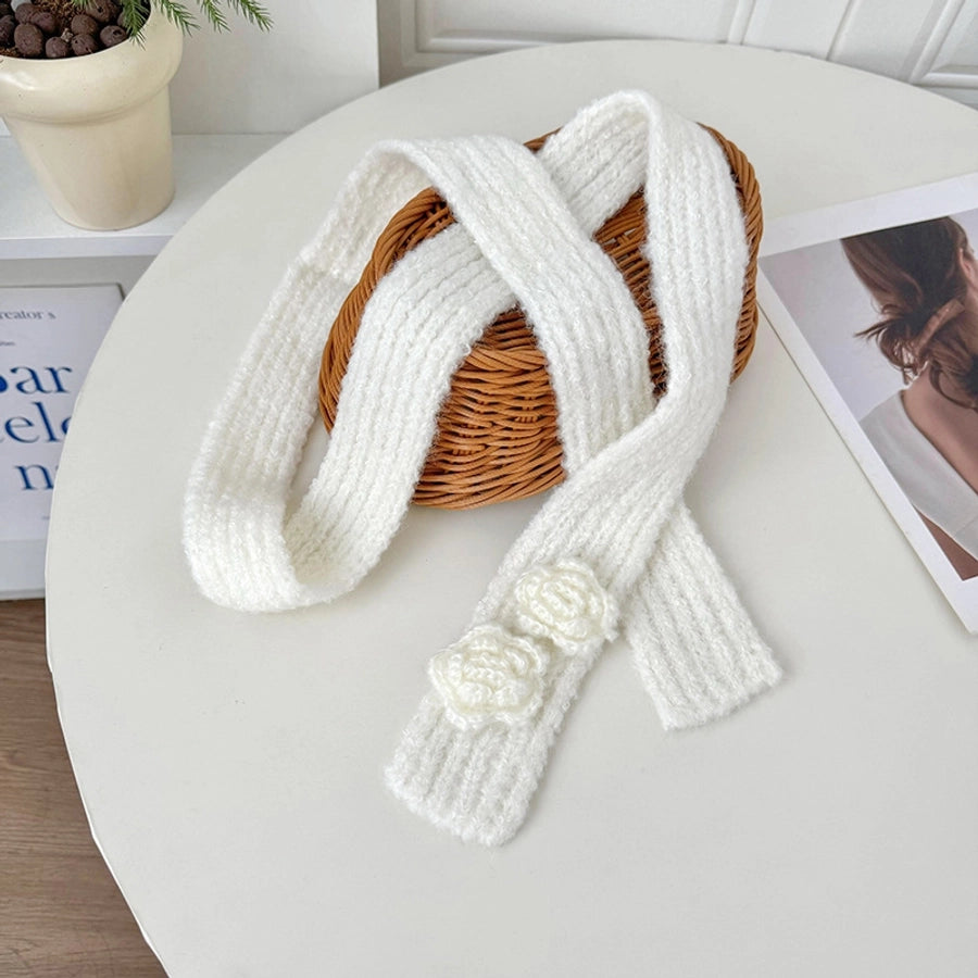 Thin Ribbed Flower Scarf