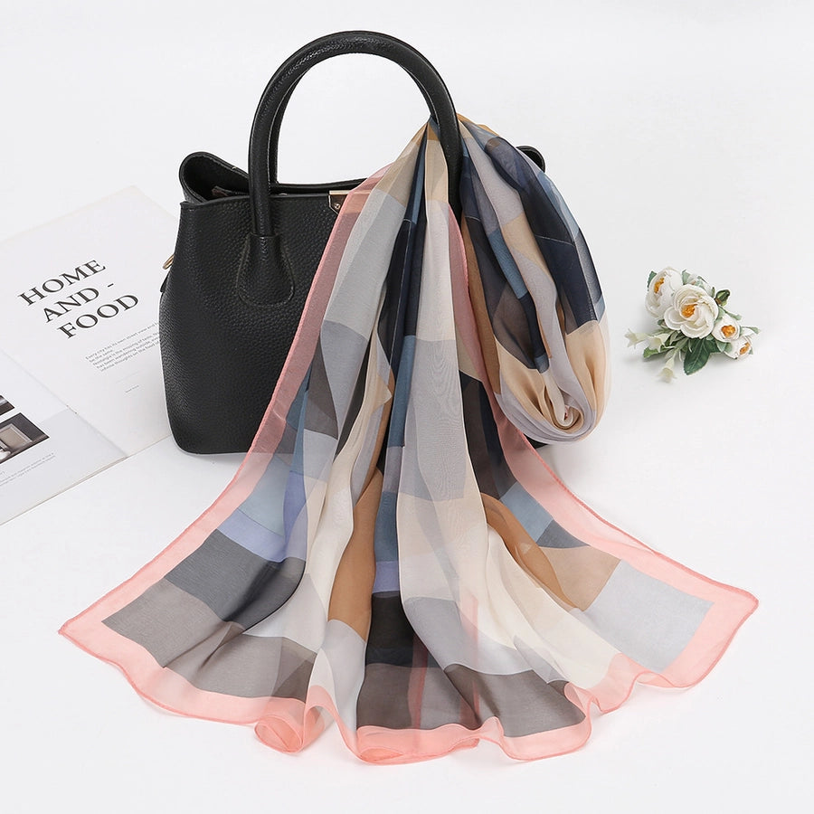 Color Block Print Oblong Scarf