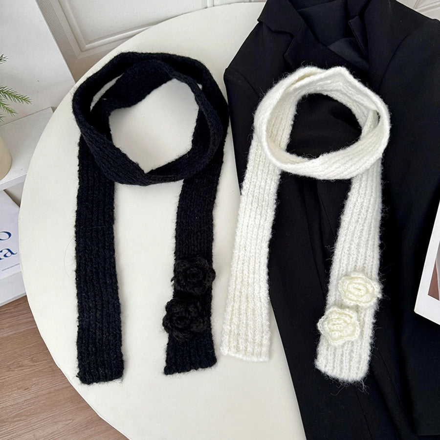 Thin Ribbed Flower Scarf