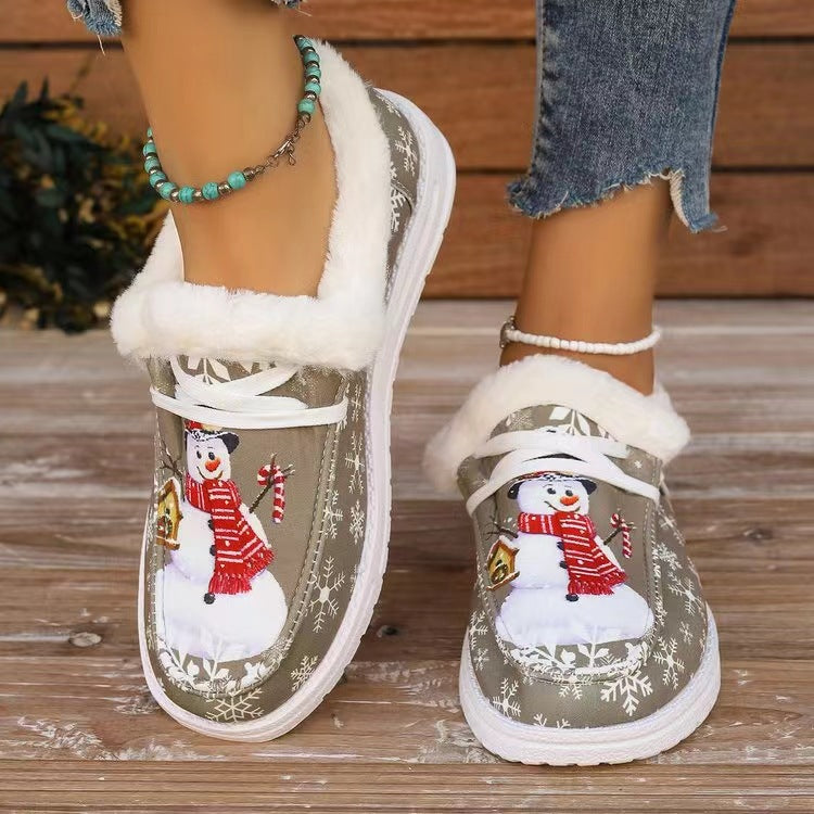 Snowman Print Slip-Ons