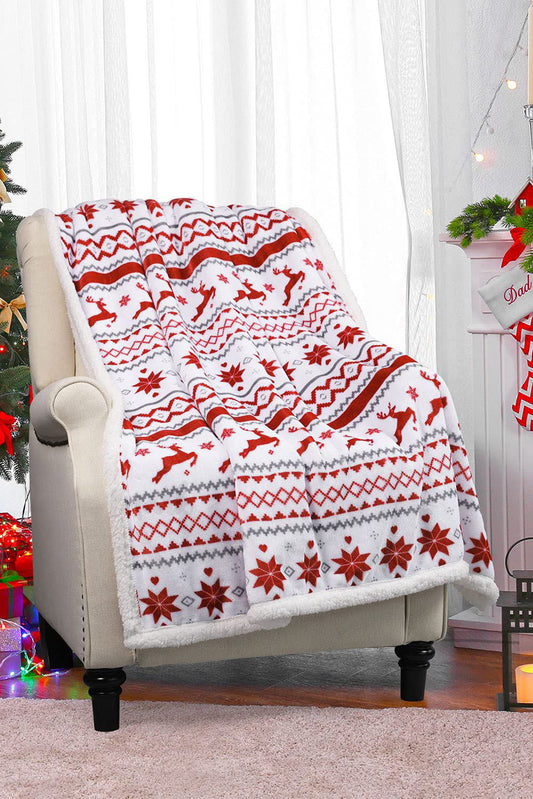 Christmas Reindeer Snowflake Sherpa Blanket