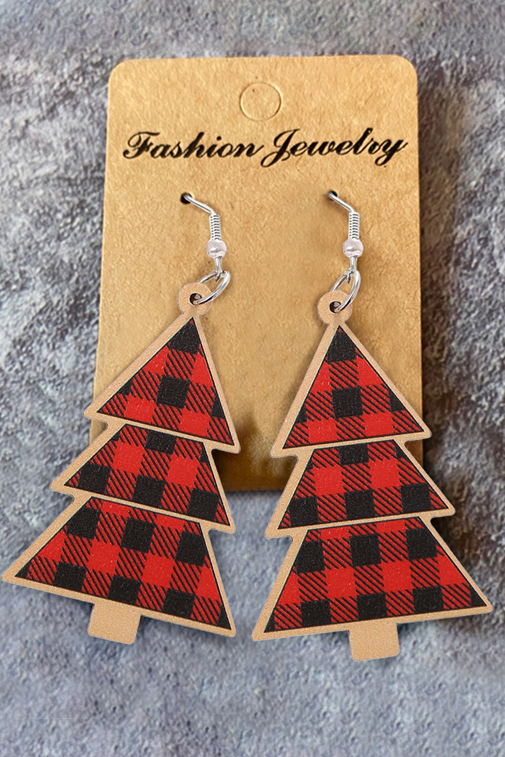 Buffalo Plaid Christmas Tree Earrings