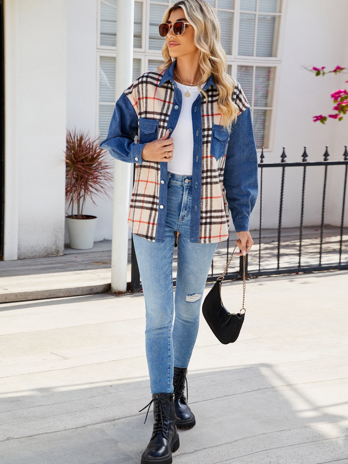 Brit Plaid Denim Jacket