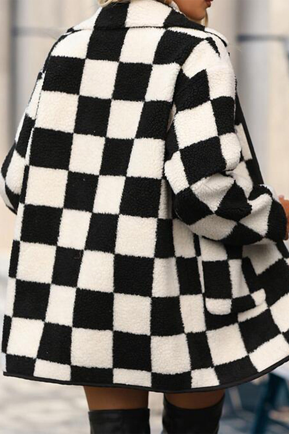 Black & White Checkered Fleece Jacket