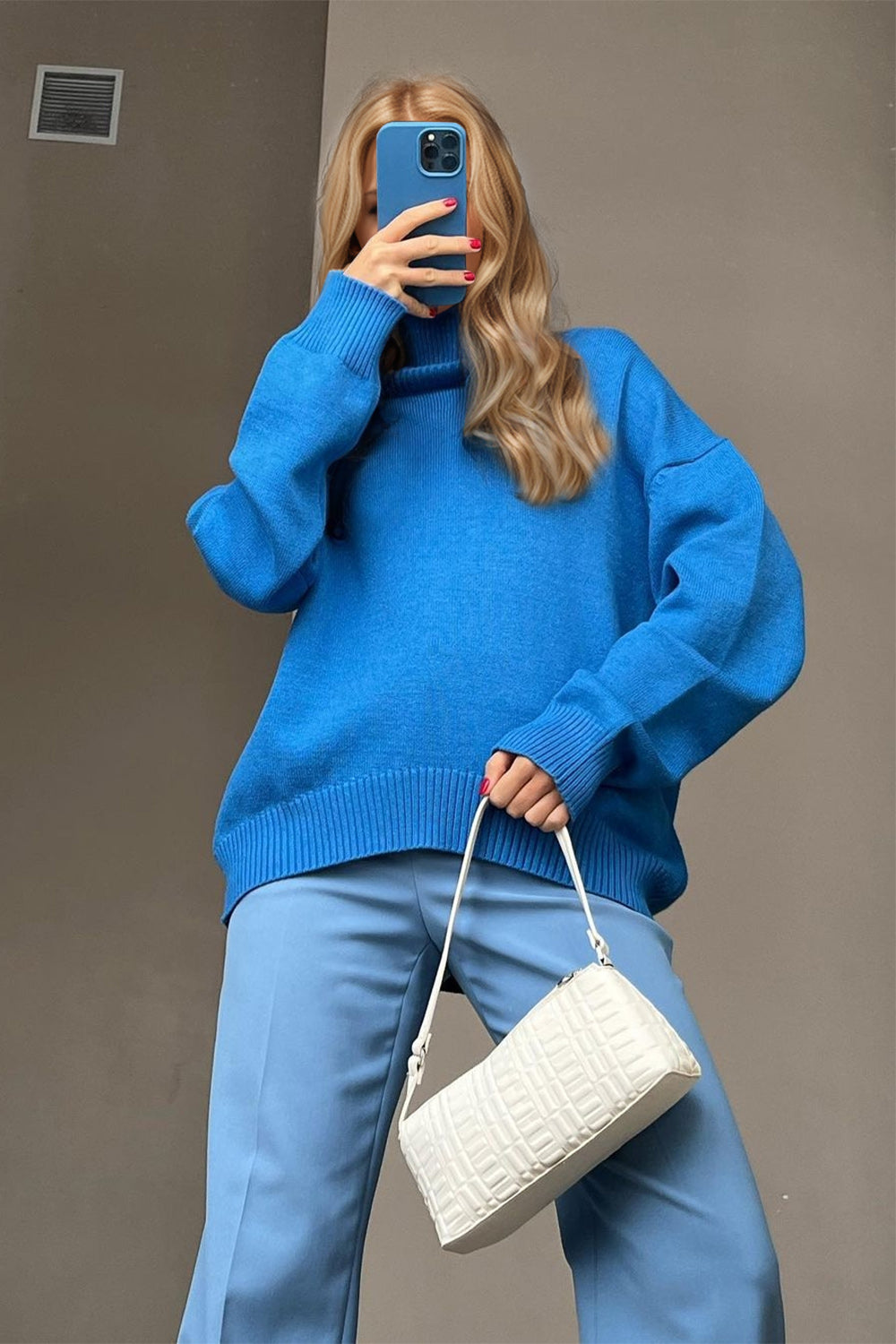 Dropped Shoulder Turtleneck Sweater