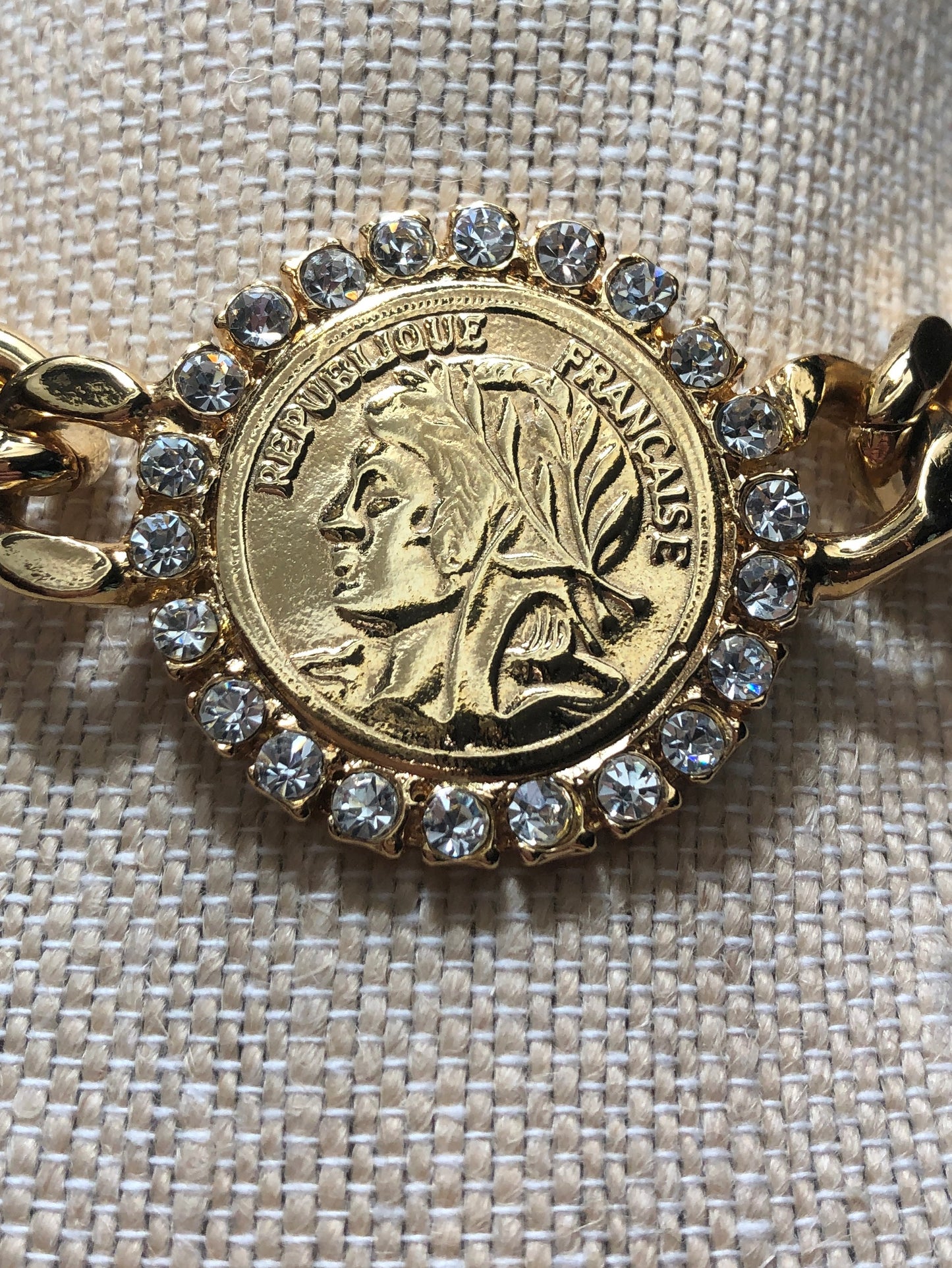 Vintage French Coin Chunky Necklace