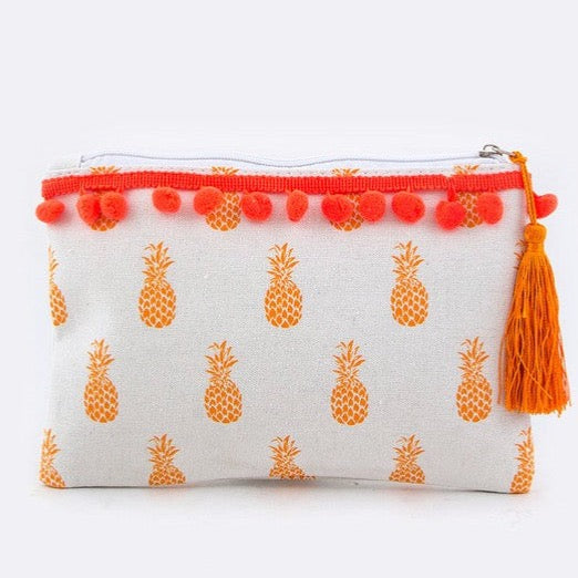 Pineapple Pompom Canvas Pouch