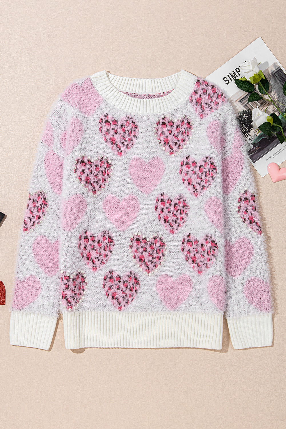 Pink Leopard Hearts Sweater