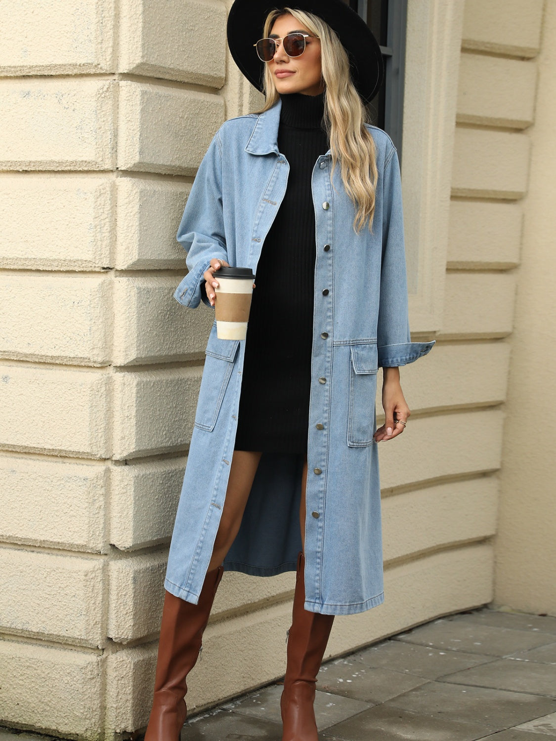 Faded Denim Duster