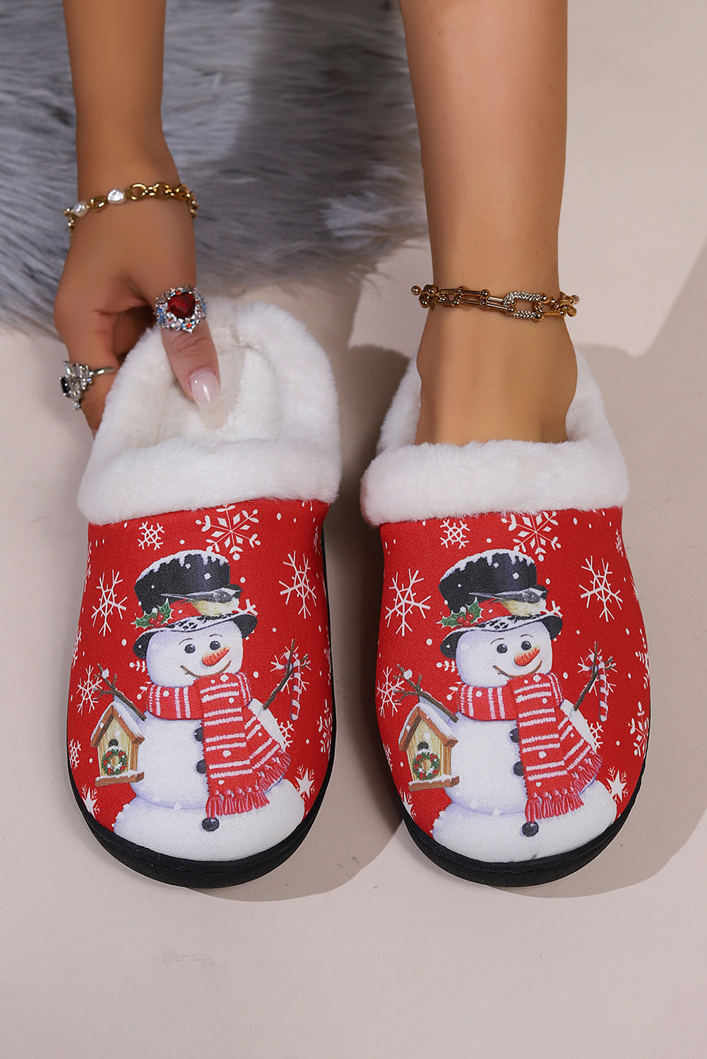 Snowman Fluffy Slippers