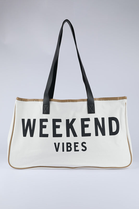 WEEKEND VIBES Large Canvas Tote Bag