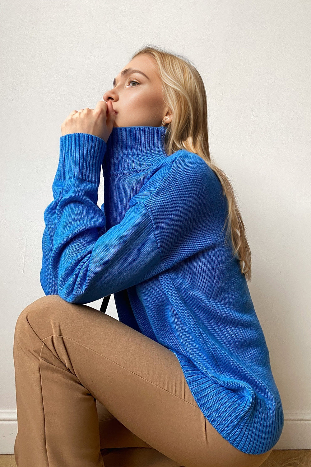 Dropped Shoulder Turtleneck Sweater