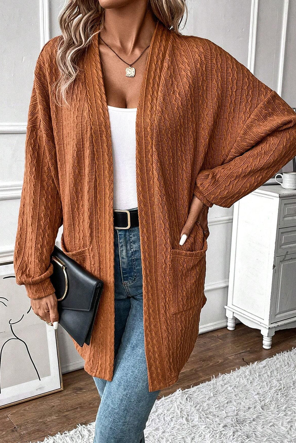 Cable Textured Knit Cardigan