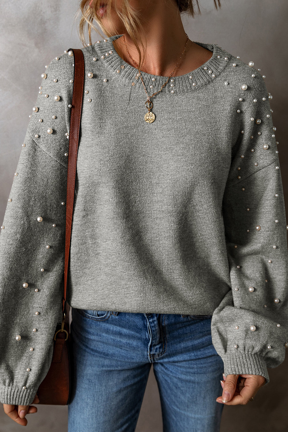 Pearl Drop Shoulder Sweater