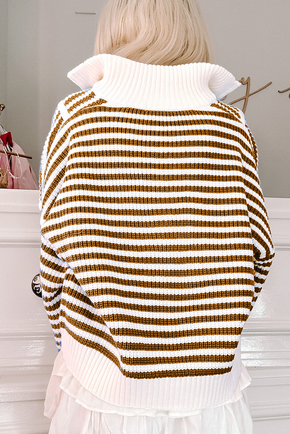 Stripe Zip Up Sweater