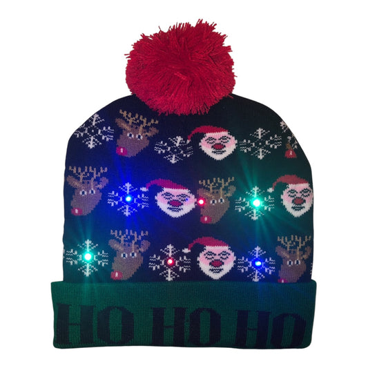 Santa, Deer, Snowflakes Light Up Cap