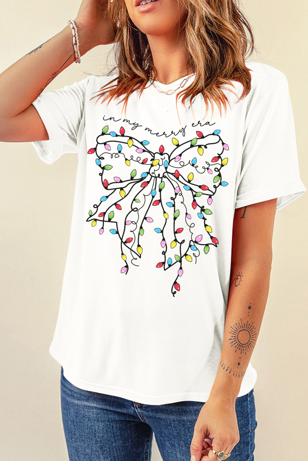 Christmas Lights Bow Tee