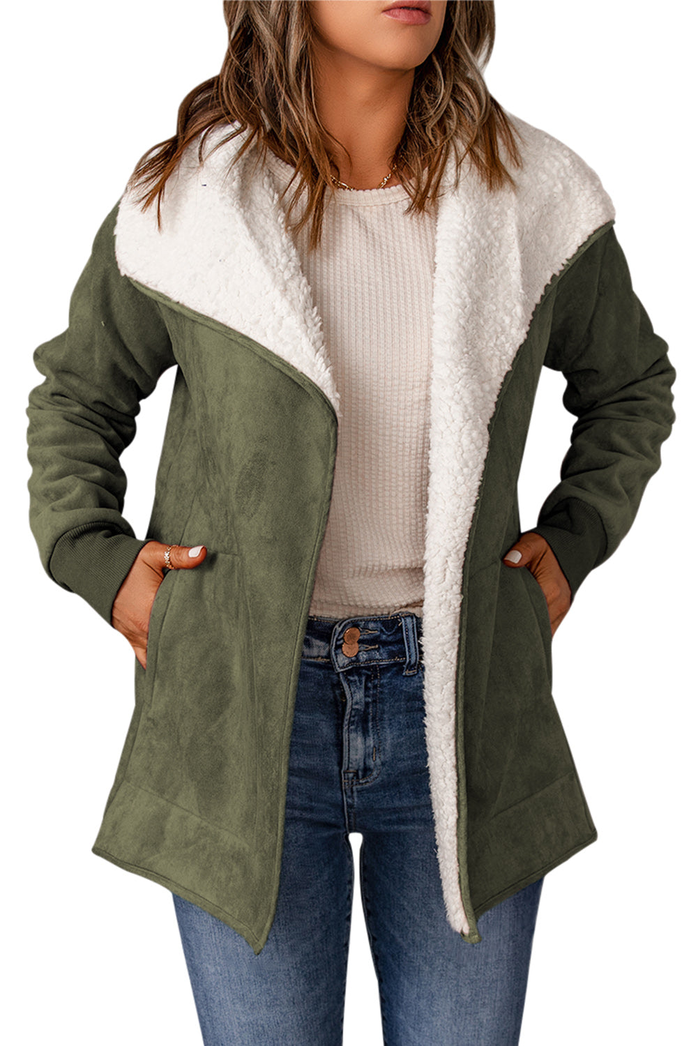 Faux Suede Fleece Jacket