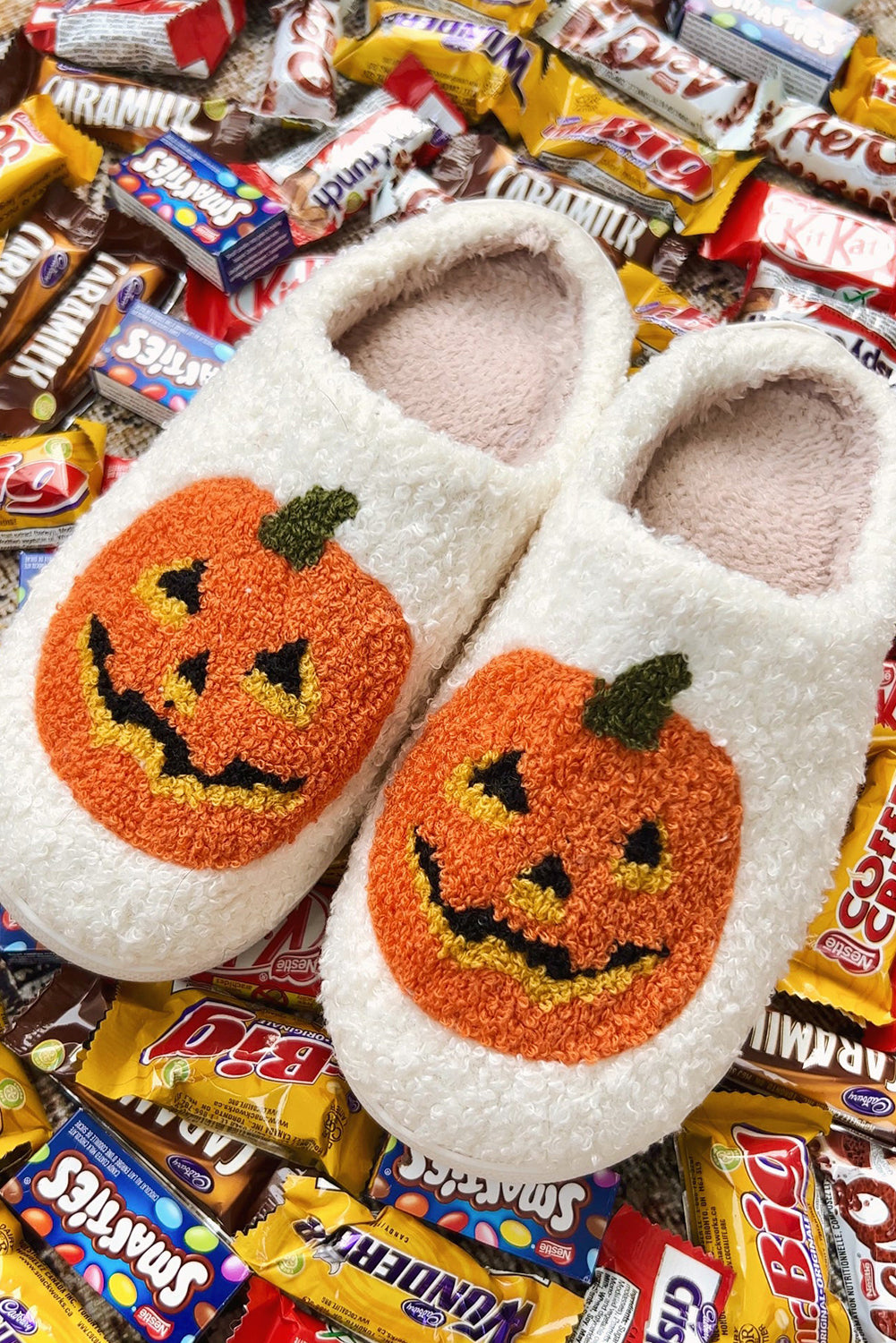 Plush Halloween Pumpkin Slippers