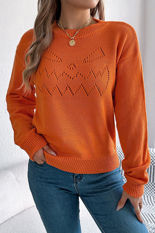 Halloween Pumpkin Long Sleeve Pullover Sweater