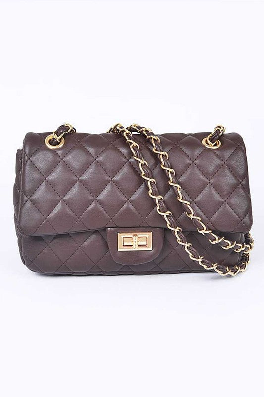 Chanel Style Quilted Gold Chain Strap Bag