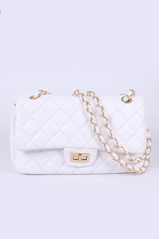 Chanel Style Quilted Gold Chain Strap Bag