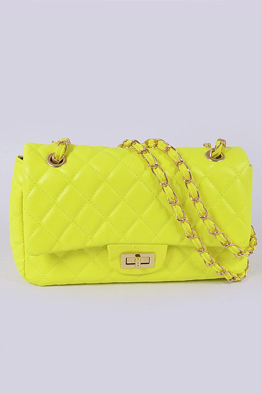 Chanel Style Quilted Gold Chain Strap Bag