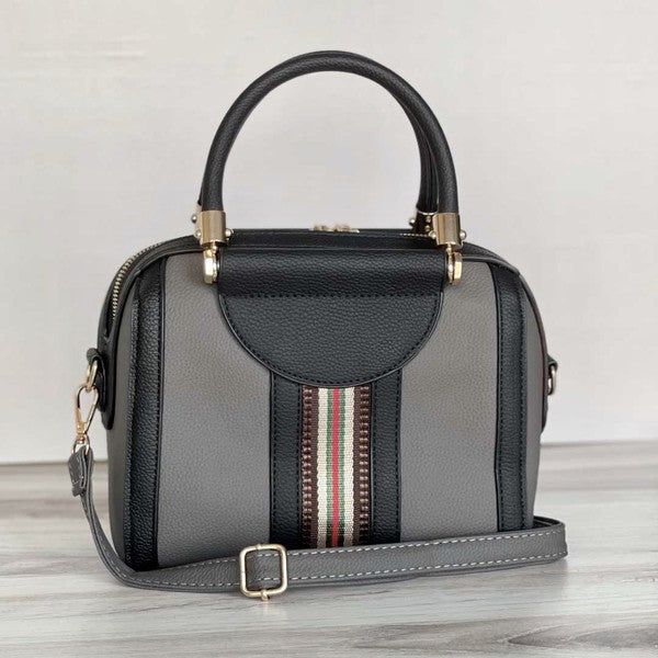 Stripe Faux Leather Shoulder Bag