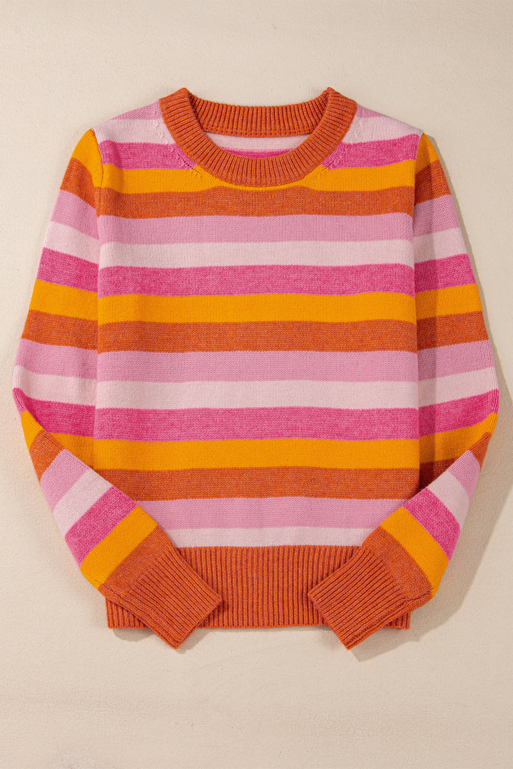 Striped Ribbed Edge Sweater