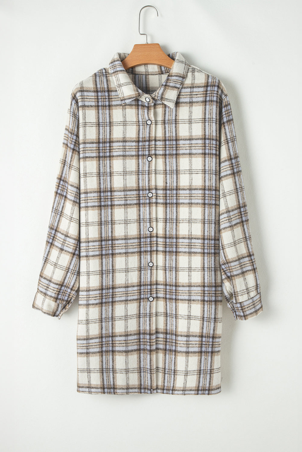 Natural Plaid Shacket Plus Size