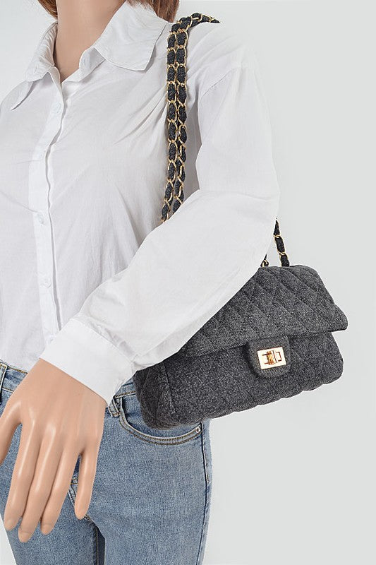 Quilted Cloth Chanel Style Shoulder Bag